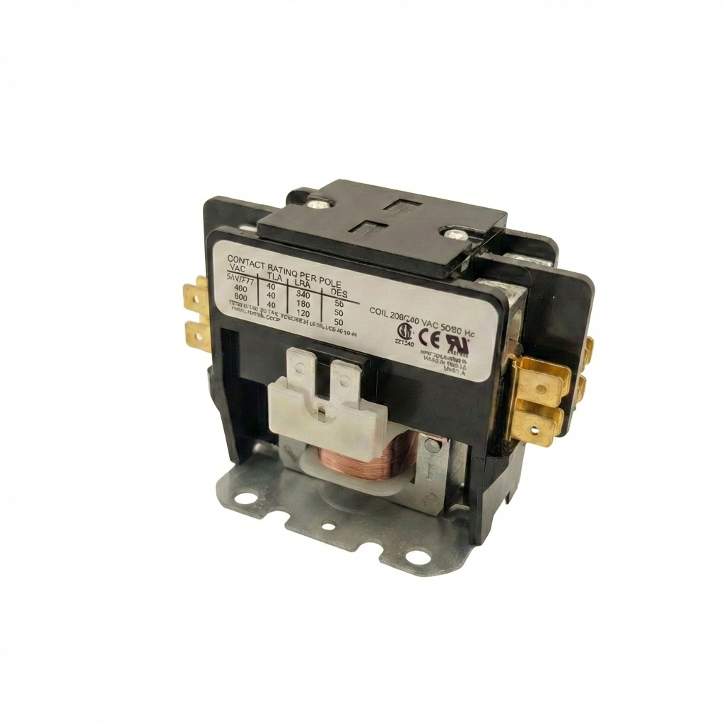 Electrical contactor on a white background