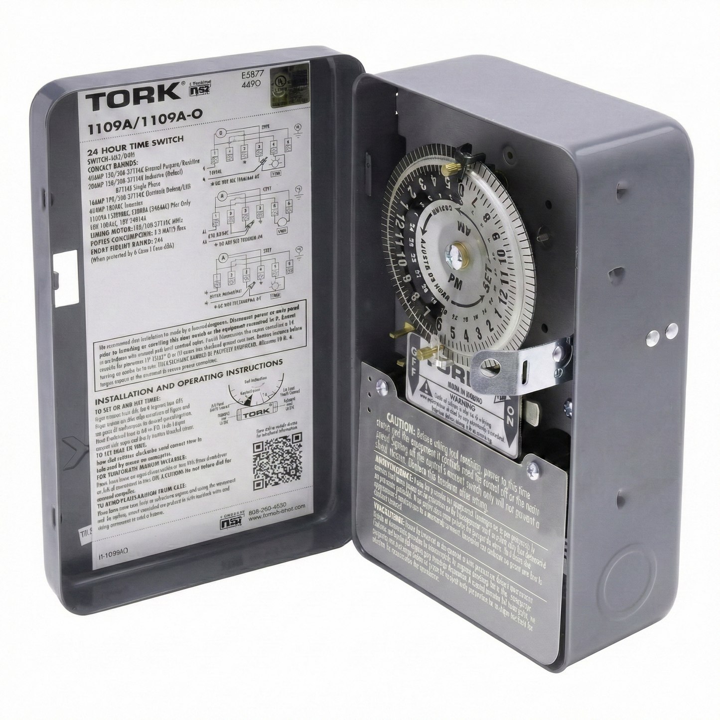Time clock with detailed label on a white background
