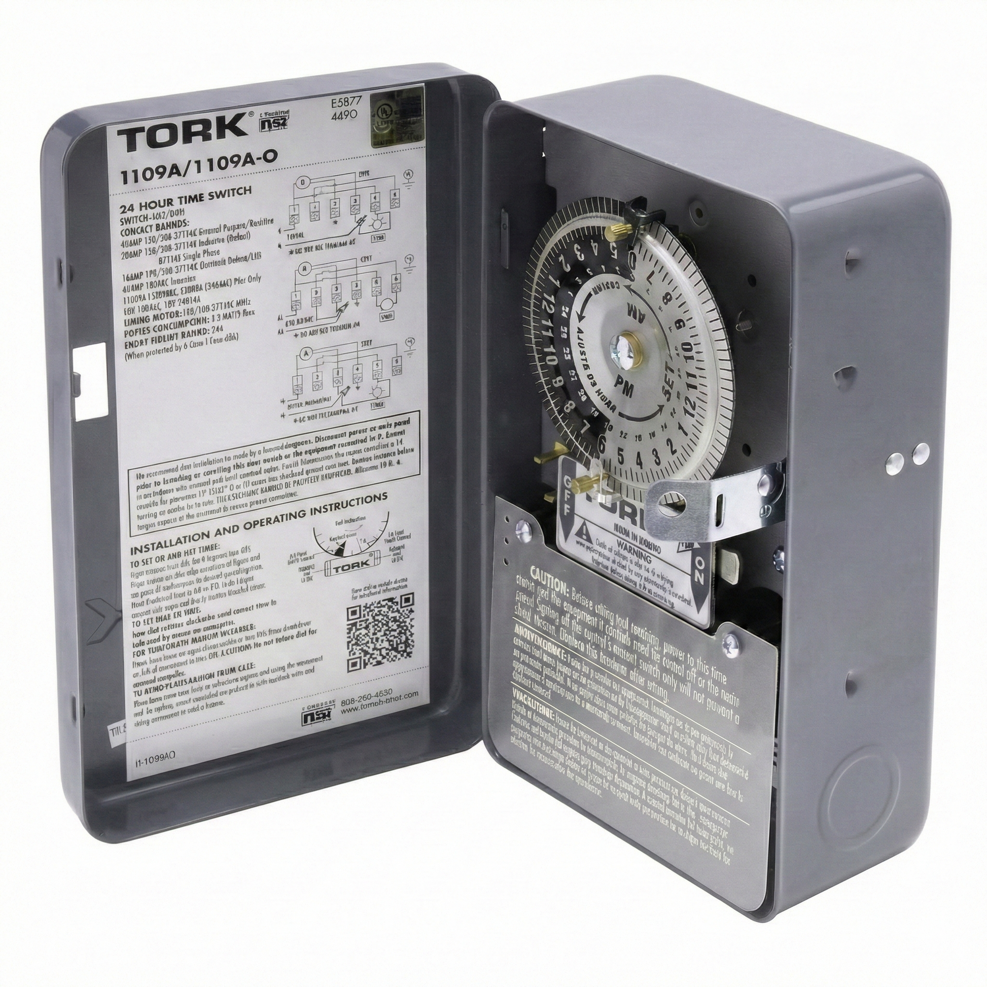 Time clock with detailed label on a white background